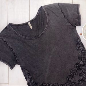 Free people small tee with lace detail
